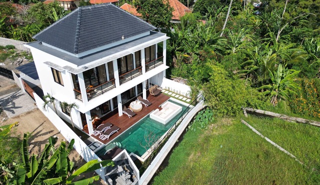 Villa 4BDR rice field view south of Ubud. Swimming pool + outdoor bath. in Sukawati